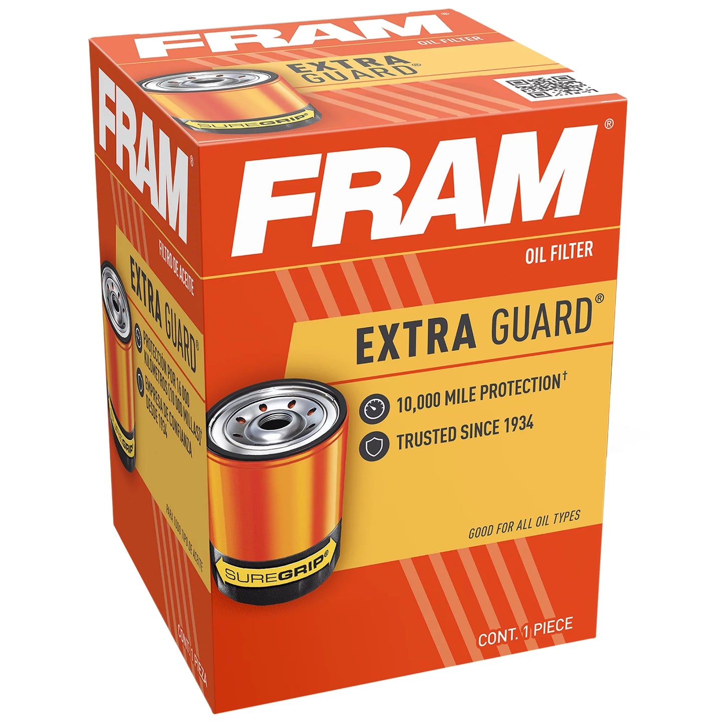 FRAM Extra Guard Oil Filter, PH3614, 10K Miles, Replacement Oil Filter Fits Select Vehicles