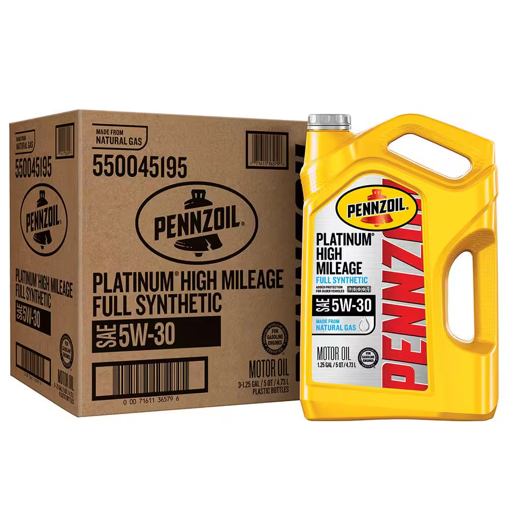 Platinum High Mileage SAE 5W-30 Full Synthetic Motor Oil 5 Qt.