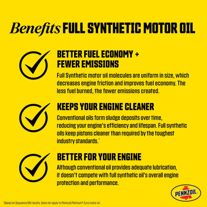 Pennzoil Platinum Full Synthetic 5W-30 Motor Oil, 5 Quart