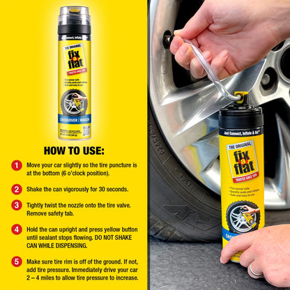 Fix-A-Flat Aerosol Emergency Flat Tire Repair and Inflator, for Large Tires, Eco-Friendly Formula, Universal Fit for All Cars and Small Trucks/Suvs, 20 Oz. (Pack of 1) - S60430