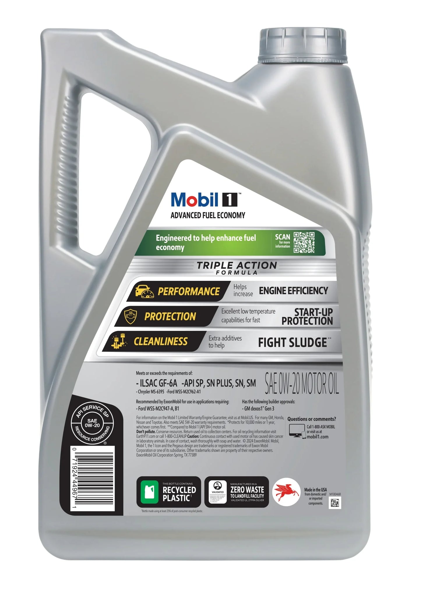 Mobil 1 Advanced Fuel Economy Full Synthetic Motor Oil 0W-20, 5 Quart