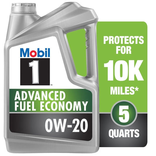 Mobil 1 Advanced Fuel Economy Full Synthetic Motor Oil 0W-20, 5 Quart