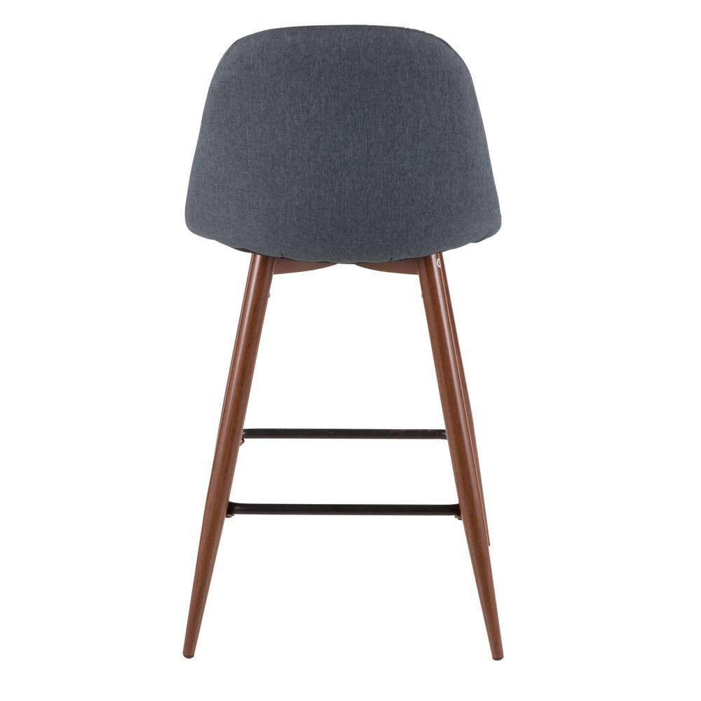 Pebble 24 In. Walnut and Blue Counter Stool (Set of 2)