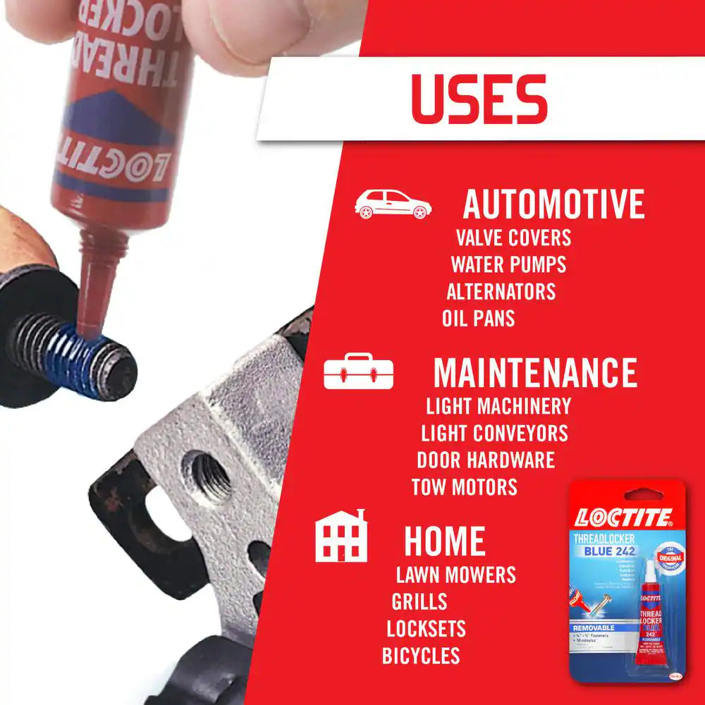 Threadlocker242, Medium-Strength Glue and Bolt Adhesive, Blue