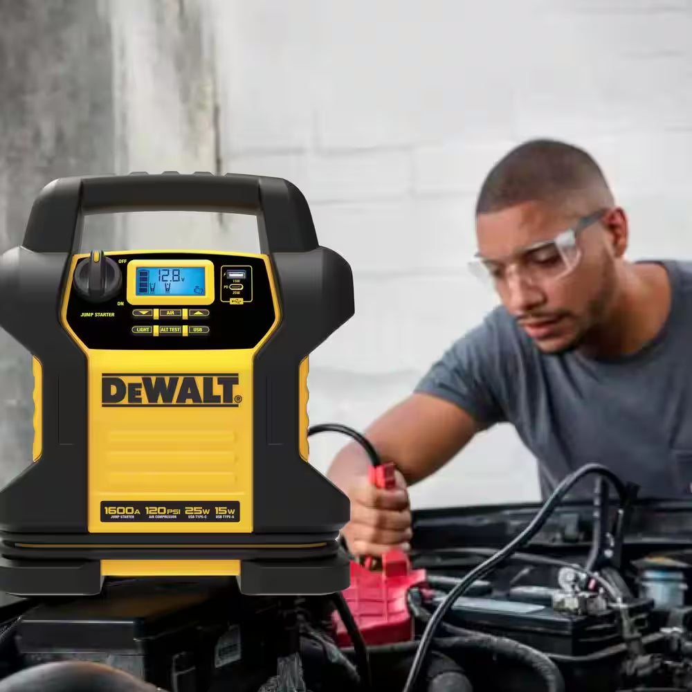 1600 Peak Amp Jump Starter with Digital Compressor and USB Power Bank