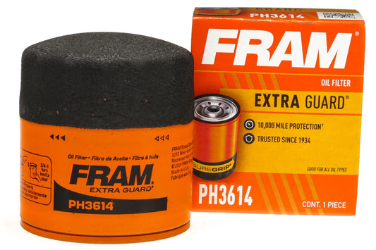 FRAM Extra Guard Oil Filter, PH3614, 10K Miles, Replacement Oil Filter Fits Select Vehicles
