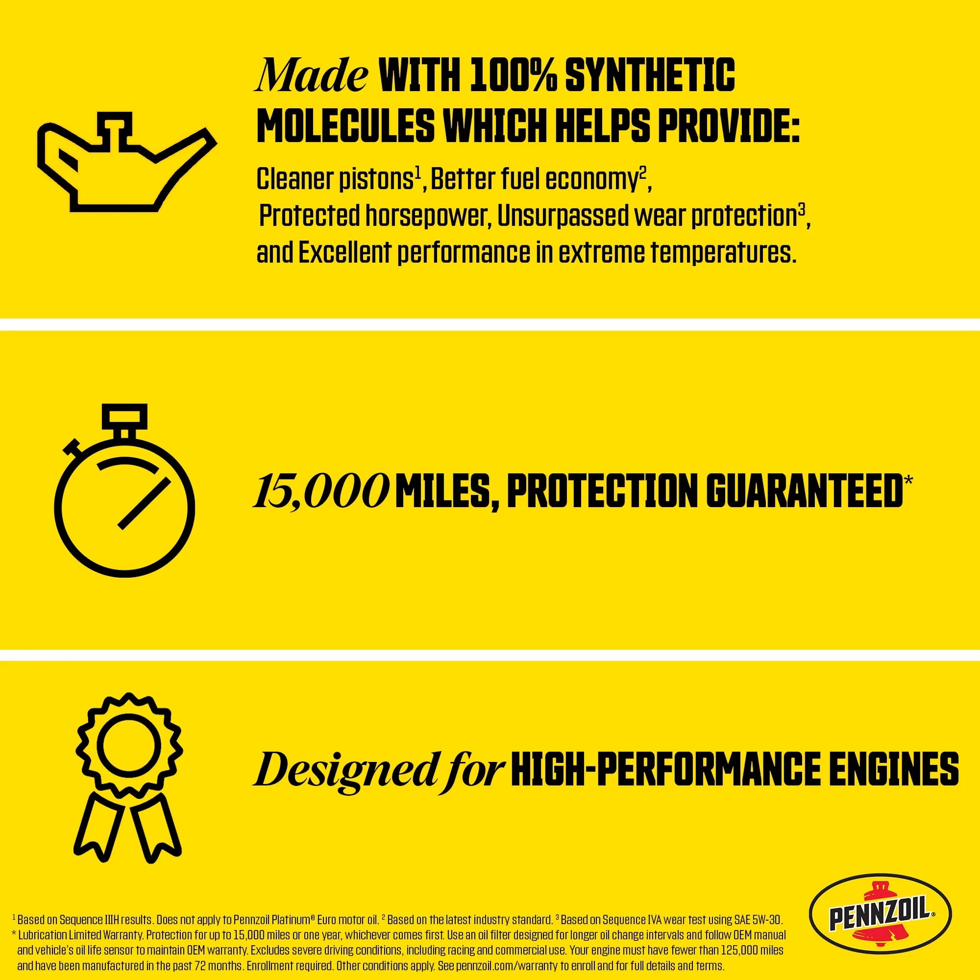 Pennzoil Platinum Full Synthetic 5W-30 Motor Oil, 5 Quart