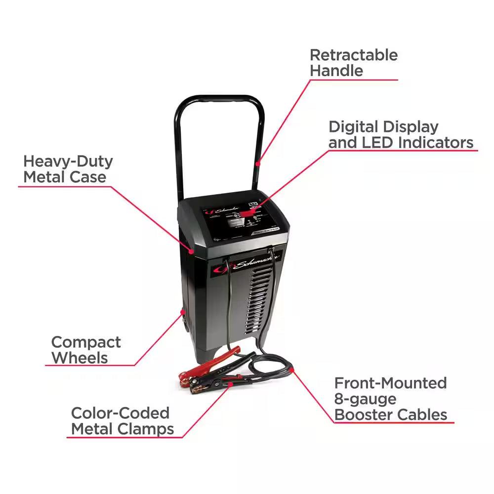 Automotive 6 Volt and 12 Volt 200 Amp Fully Automatic Wheeled Jump Starter and Battery Charger with 40 Amp Boost
