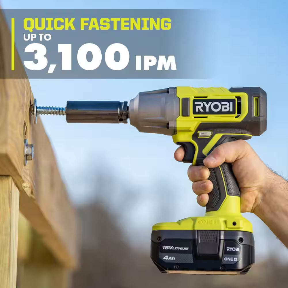 ONE+ 18V Cordless 1/2 In. Impact Wrench Kit with 4.0 Ah Battery and Charger