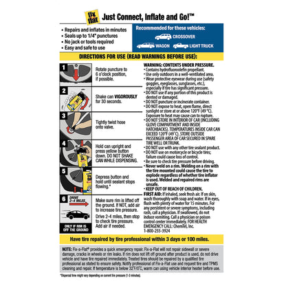 Fix-A-Flat Aerosol Emergency Flat Tire Repair and Inflator, for Large Tires, Eco-Friendly Formula, Universal Fit for All Cars and Small Trucks/Suvs, 20 Oz. (Pack of 1) - S60430