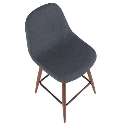 Pebble 24 In. Walnut and Blue Counter Stool (Set of 2)