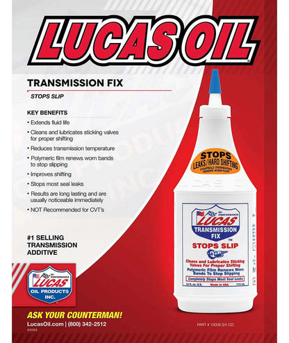 Lucas 10009 Transmission Fix Automotive Performance Additive 24 Ounce - Stops Transmission Slips