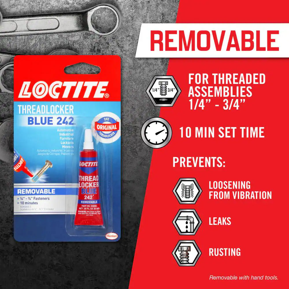 Threadlocker242, Medium-Strength Glue and Bolt Adhesive, Blue