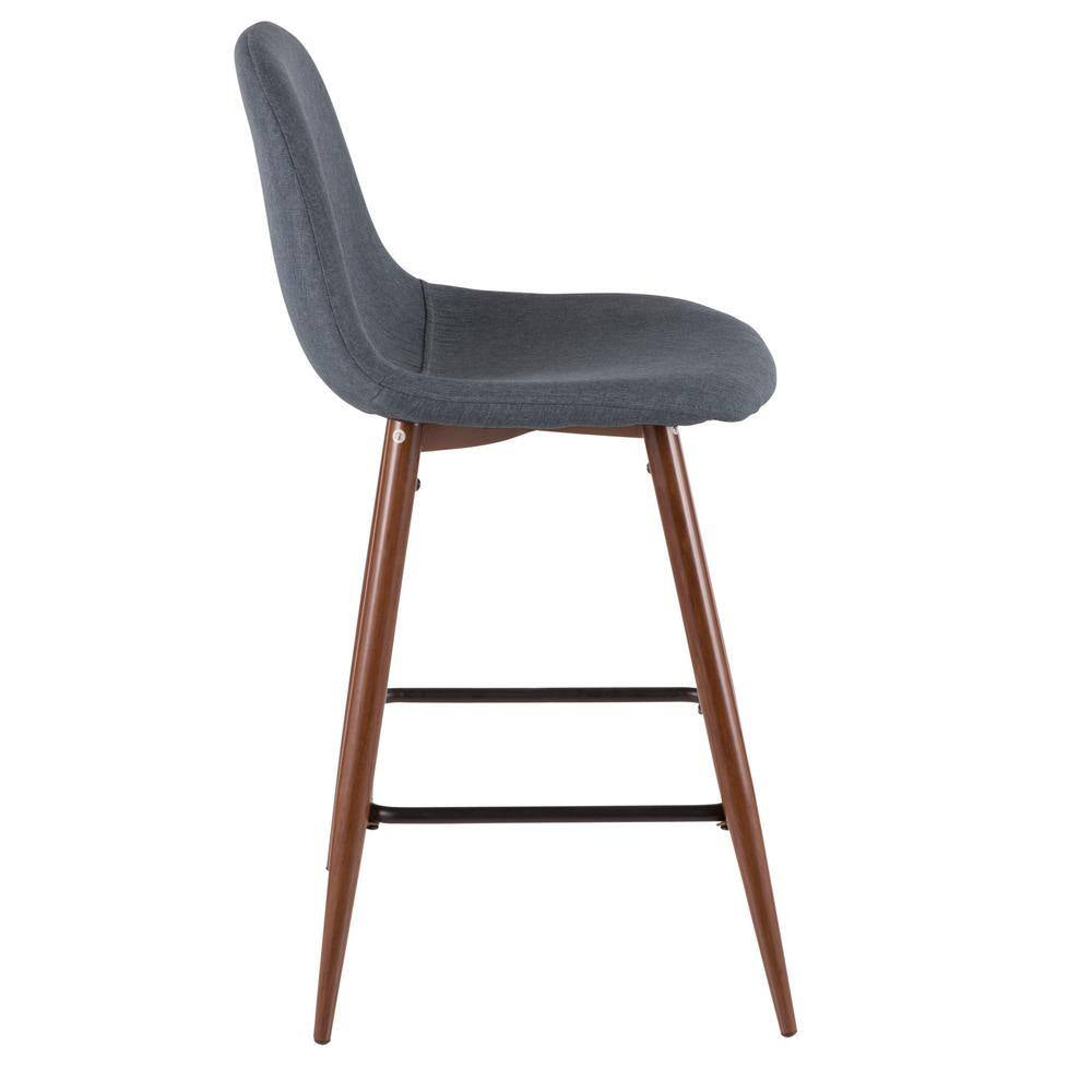 Pebble 24 In. Walnut and Blue Counter Stool (Set of 2)