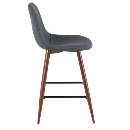 Pebble 24 In. Walnut and Blue Counter Stool (Set of 2)