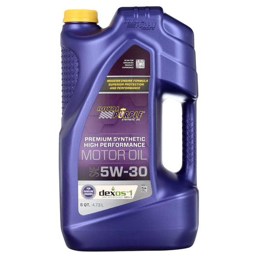 Royal Purple High Performance Motor Oil 5W-30, Premium Synthetic Motor Oil, 5 Quarts