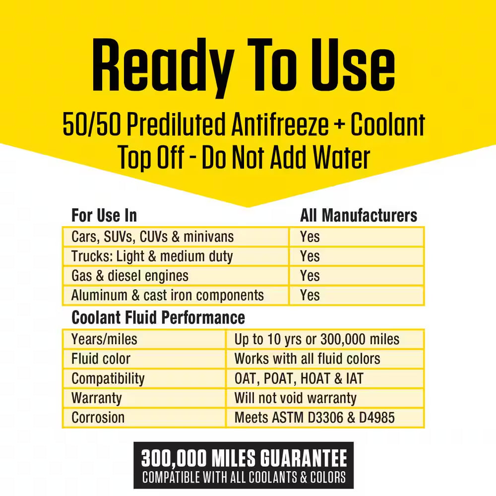 All Vehicles - 10Yr/300K Mi - Antifreeze+Coolant (1 Gal - Ready to Use)