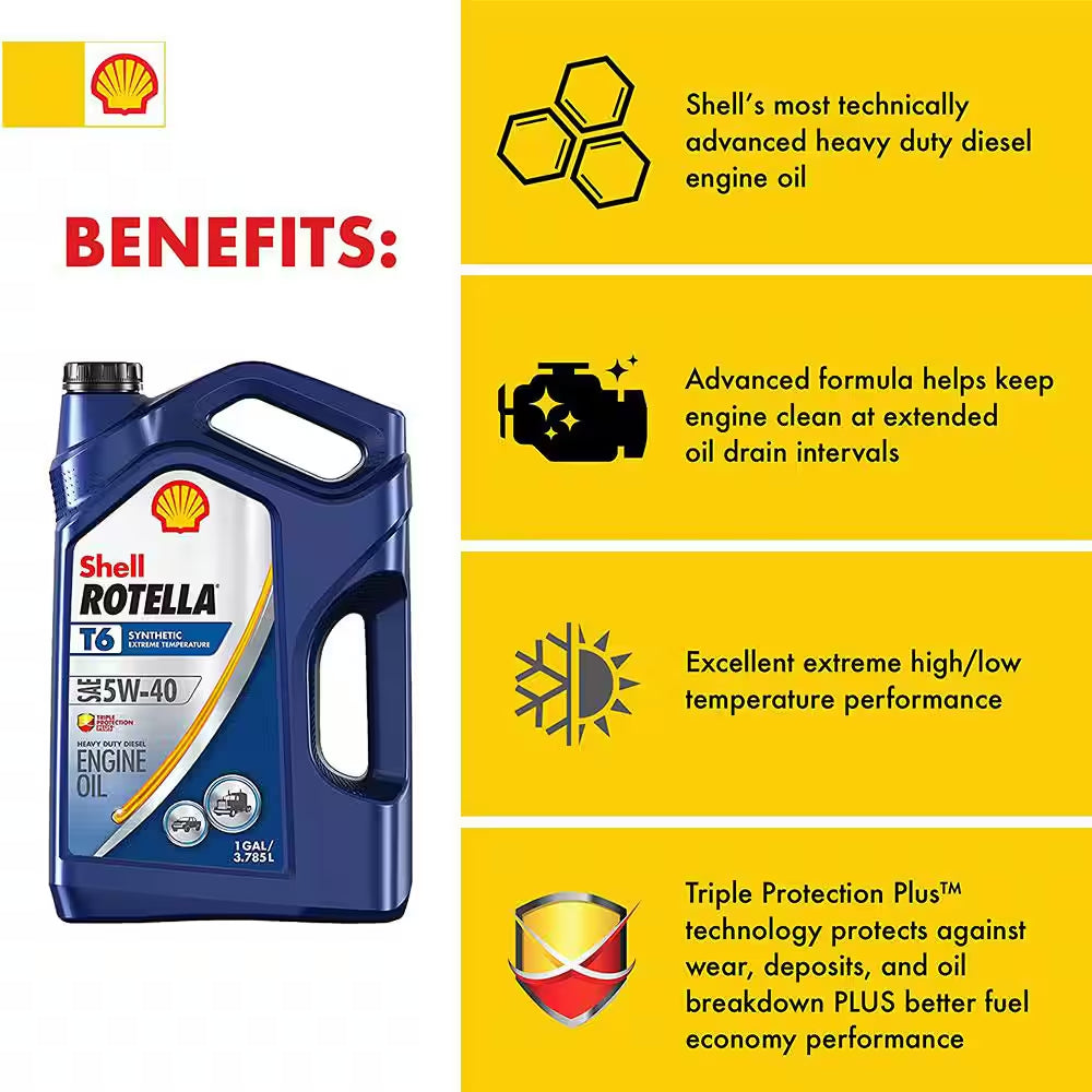T6 Full Synthetic SAE 5W-40 Diesel Motor Oil 1 Gal.