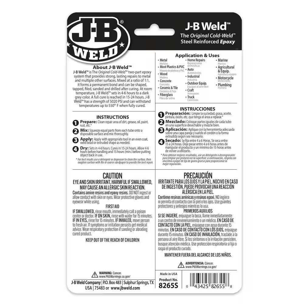Two 1 Oz. Twin Tube Cold Weld Epoxy