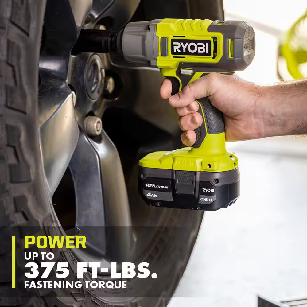 ONE+ 18V Cordless 1/2 In. Impact Wrench Kit with 4.0 Ah Battery and Charger