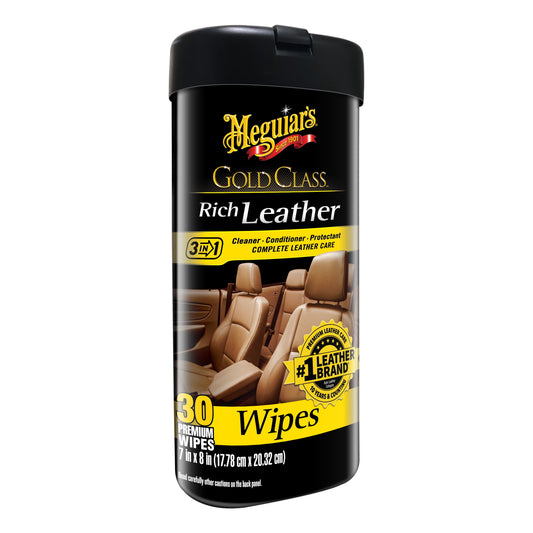 Meguiar'S Gold Class Rich Leather Wipes – Leather Cleaner & Conditioner – G10900, 25 Wipes