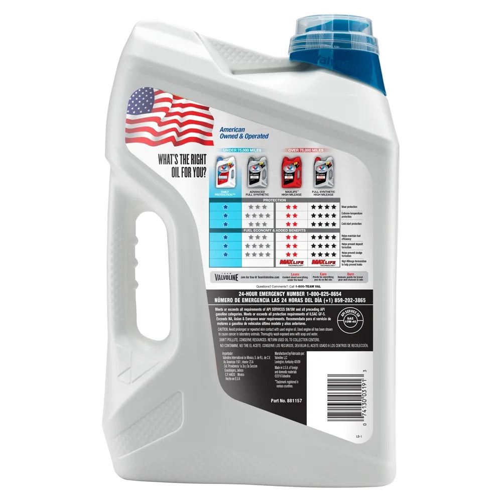Valvoline Daily Protection SAE 10W-40 Conventional Motor Oil, Easy-Pour 5 Quart