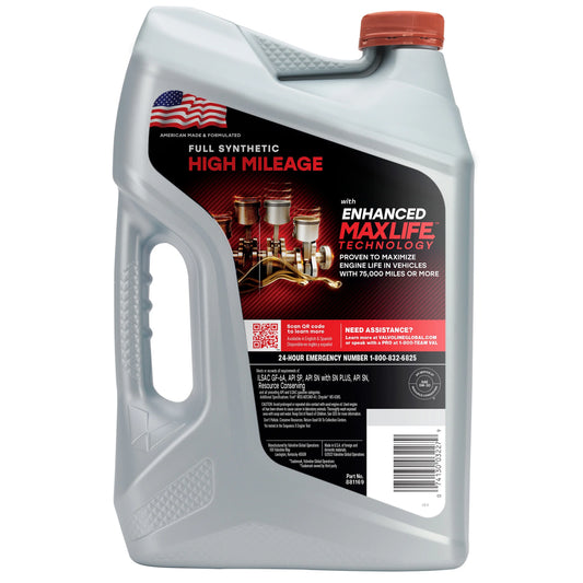 Valvoline Full Synthetic High Mileage with Maxlife Technologyl 5W-30 Motor Oil 5 QT