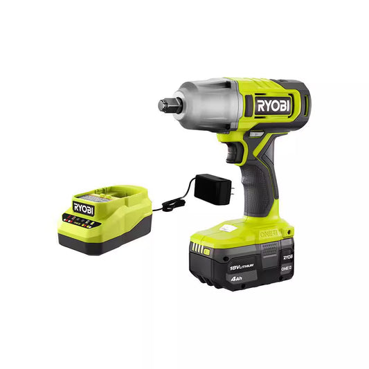 ONE+ 18V Cordless 1/2 In. Impact Wrench Kit with 4.0 Ah Battery and Charger