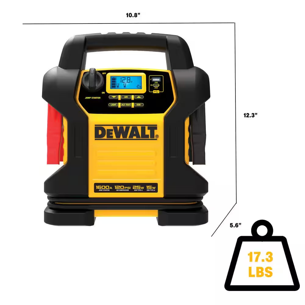 1600 Peak Amp Jump Starter with Digital Compressor and USB Power Bank