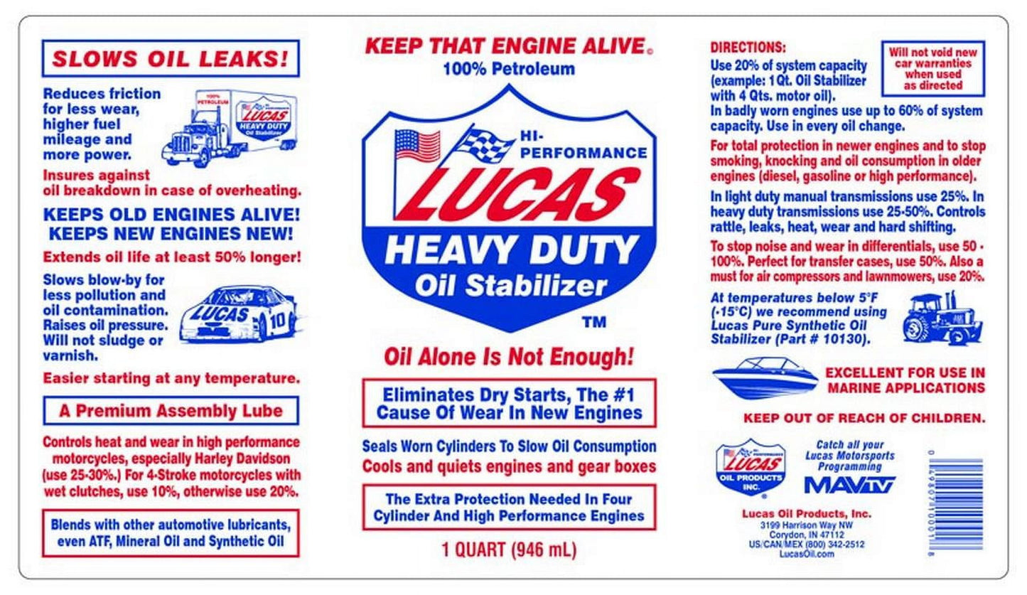 Lucas Oil 10002 Heavy Duty Oil Stabilizer One Gallon Automotive Additive