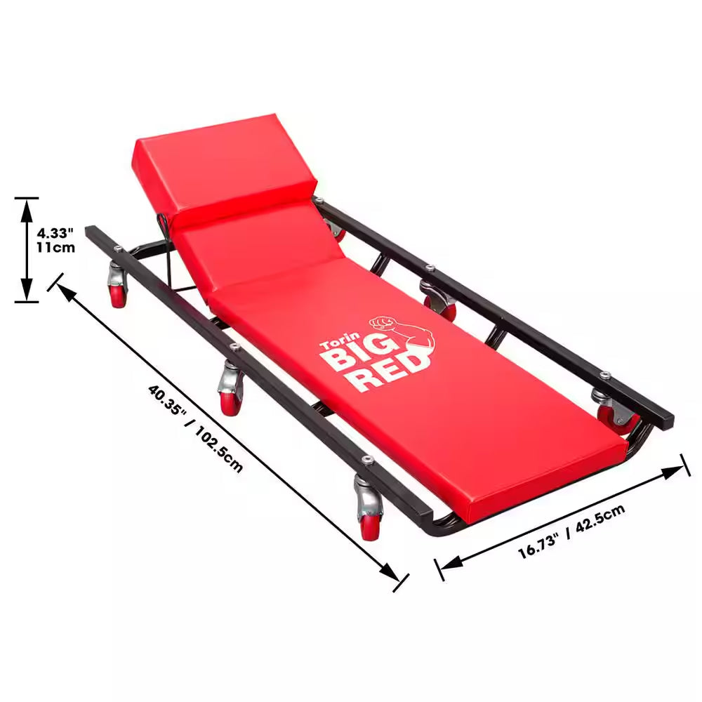 300 Lbs. 40 In. L Rolling Mechanic Shop Creeper with Adjustable Headrest
