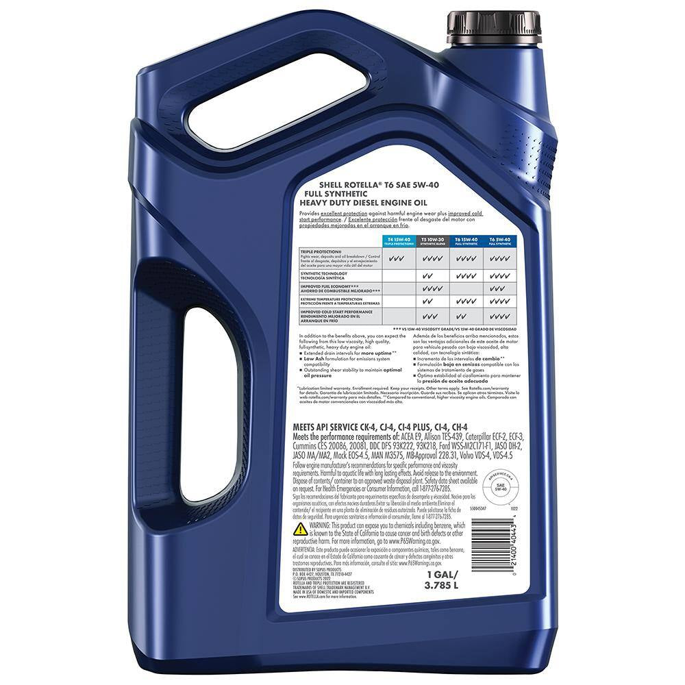 T6 Full Synthetic SAE 5W-40 Diesel Motor Oil 1 Gal.
