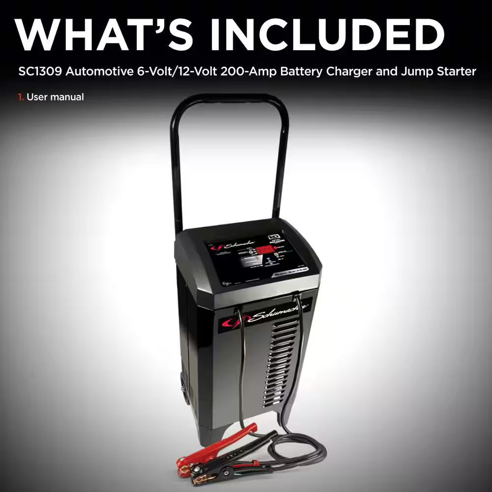 Automotive 6 Volt and 12 Volt 200 Amp Fully Automatic Wheeled Jump Starter and Battery Charger with 40 Amp Boost