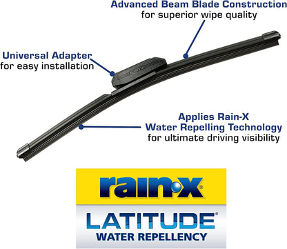 Rain-X Latitude Water Repellency Wiper Blade, 22" 2 Pack - 810165
