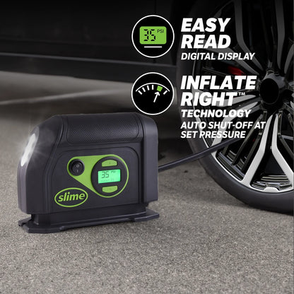 Slime 12V Digital Tire Inflator, Inflates a Standard Mid-Sized Car Tire in 6 Minutes - 40051W